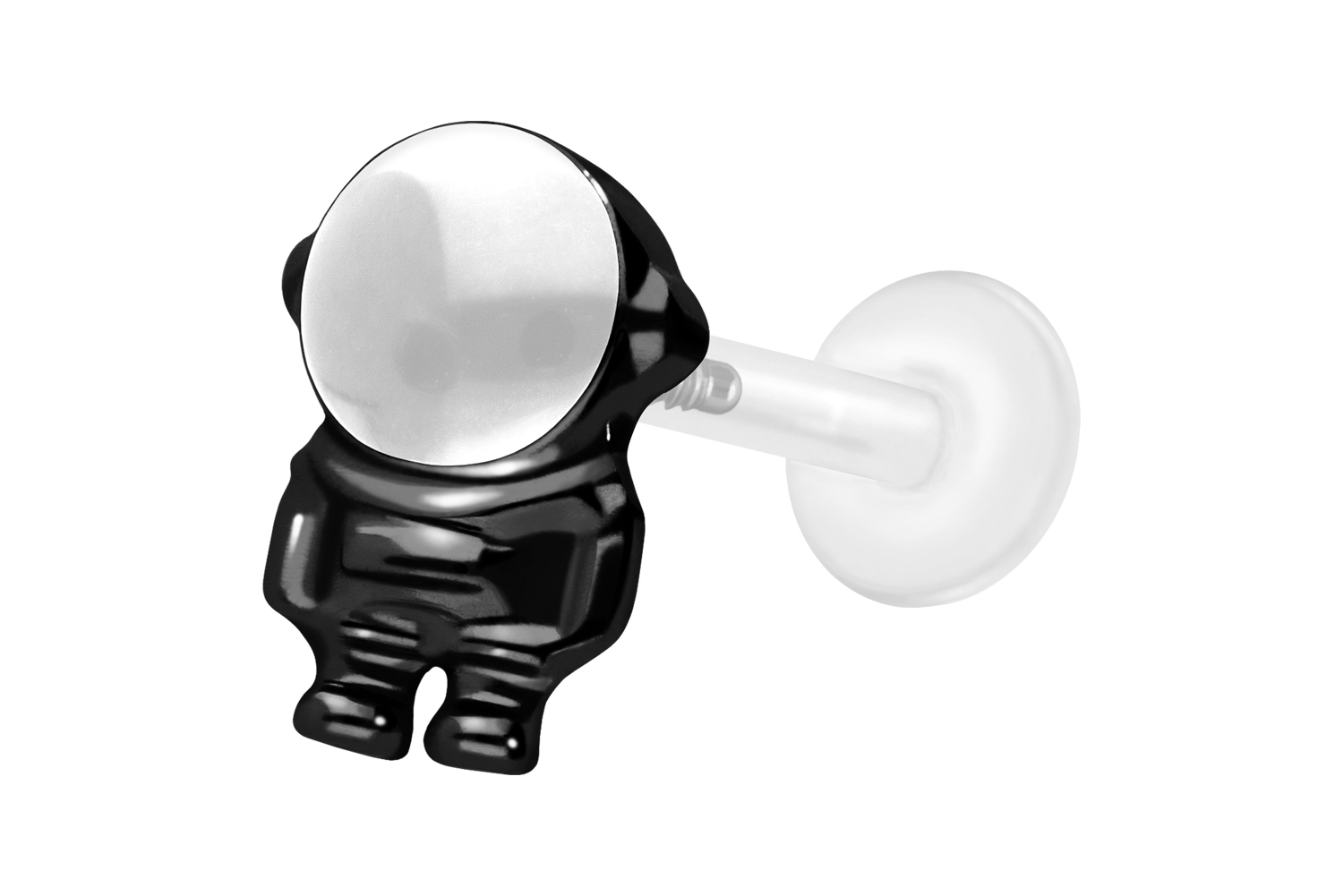 PTFE Labret Piercing mit Innengewinde + Titan-Aufsatz ASTRONAUT